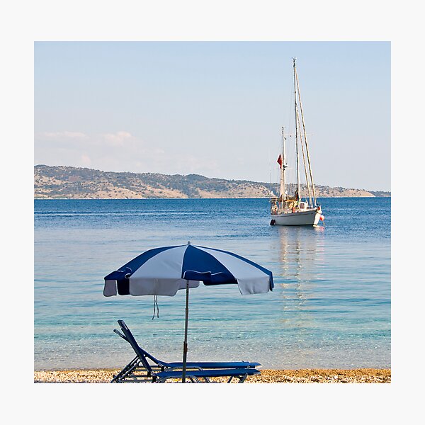 Sailing off Kerasia Beach, Corfu Photographic Print