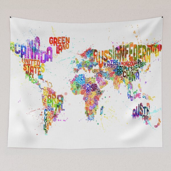 Item preview, Paint Splashes Text Map of the World designed and sold by ArtPrints.