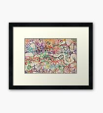 Watercolour Map of London Framed Print