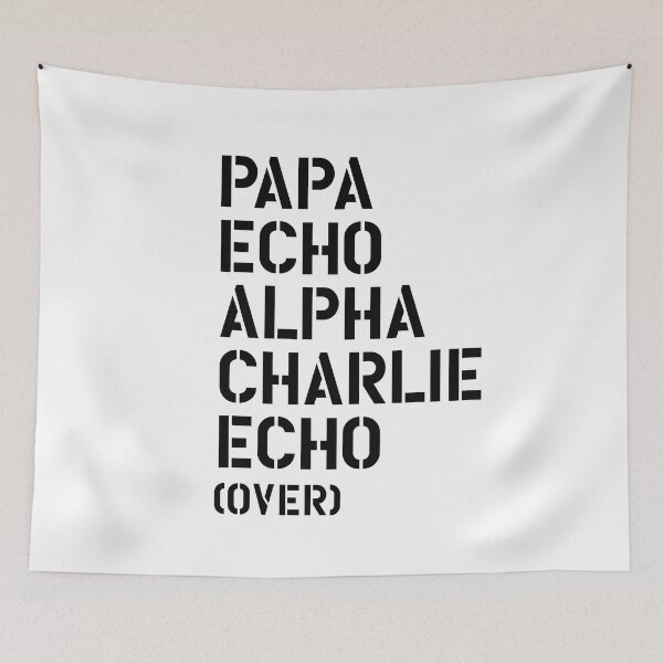 Item preview, PEACE - Military alphabet - peace mission - Papa Echo Alpha Charlie Echo designed and sold by LaundryFactory.