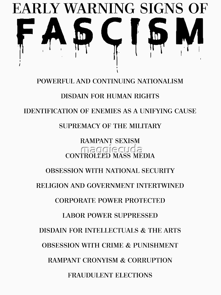 warning signs of fascism shirt