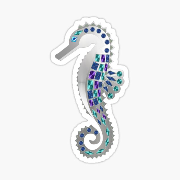 SILVER SEAHORSE SPARKLE 202. Sticker