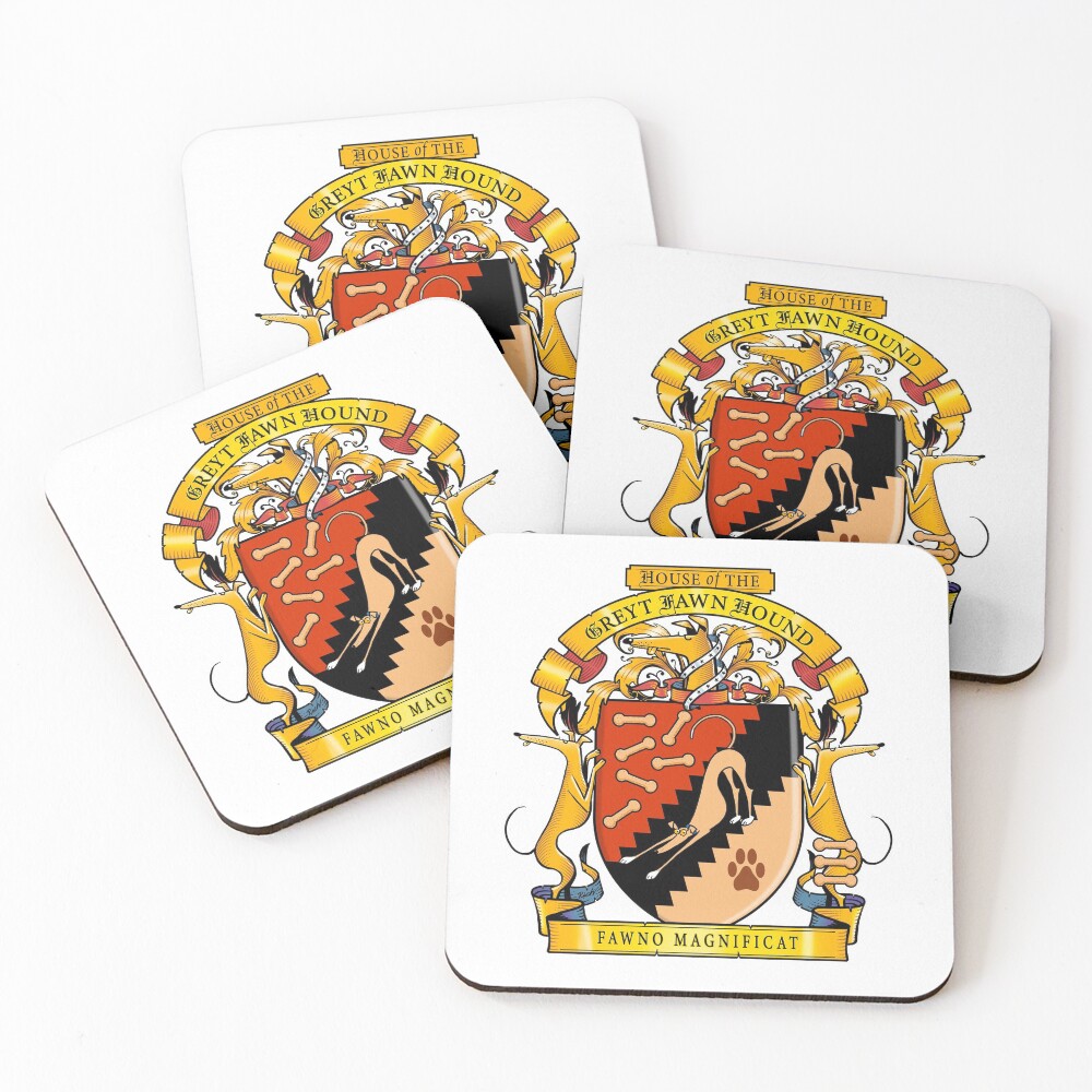 Greyhound Heraldry: Greyt Fawn Hound Coasters (Set of 4)