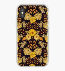 Yellow, Orange & Navy Blue Dark Floral Pattern iPhone Case