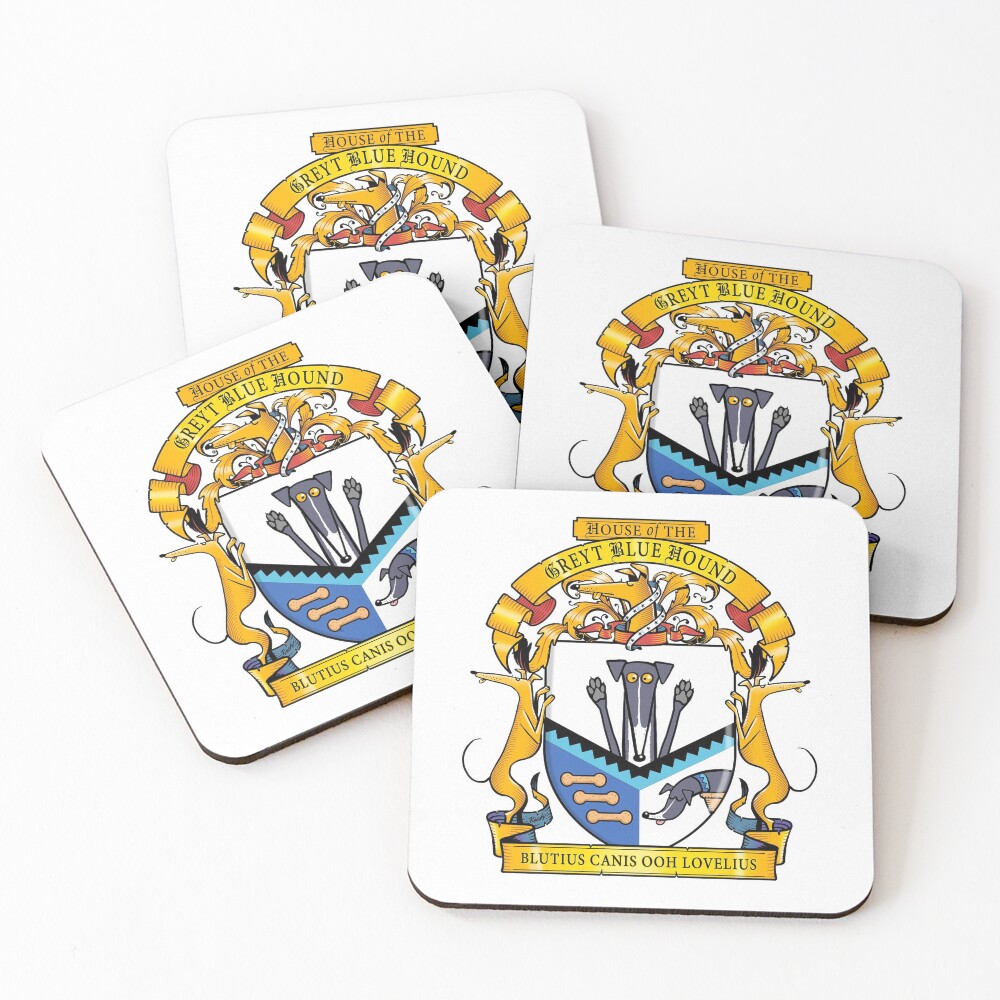 "Greyhound Heraldry Greyt Blue Hound" Coasters (Set of 4) for Sale by