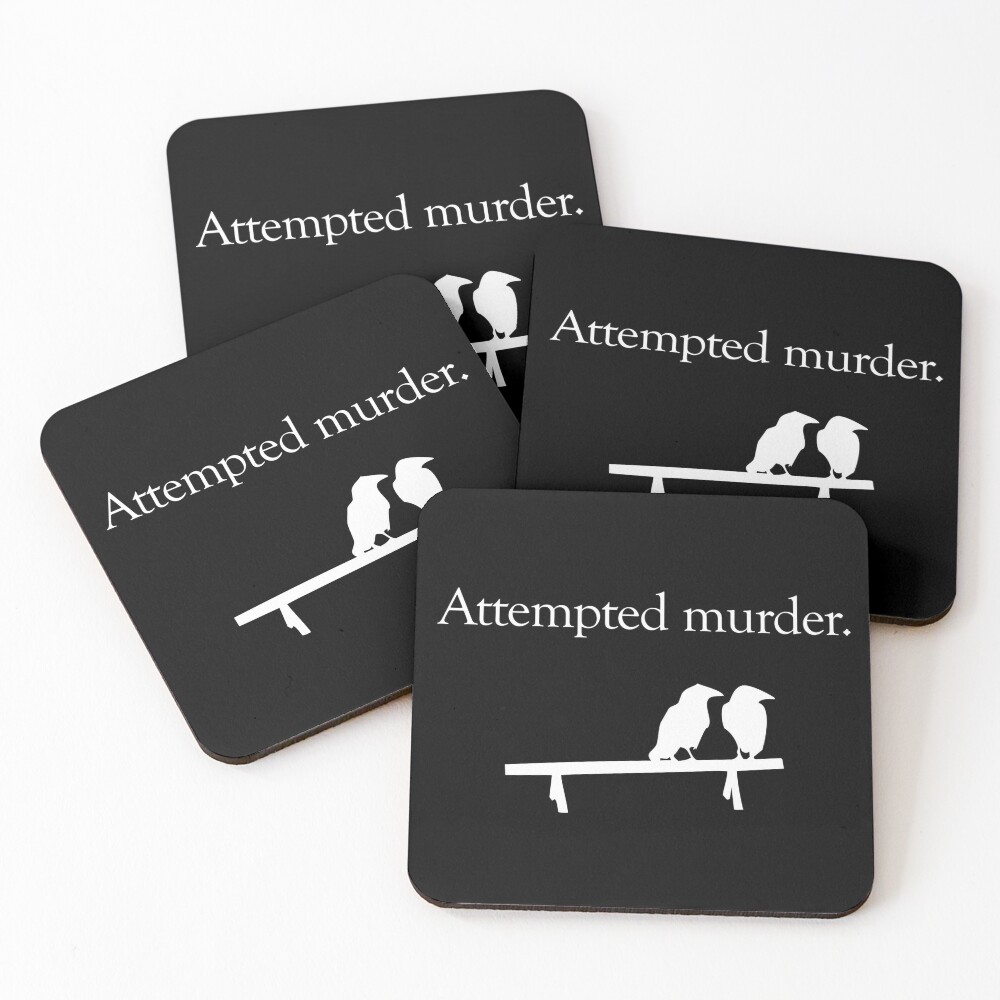 Attempted Murder (White design) Coasters (Set of 4)