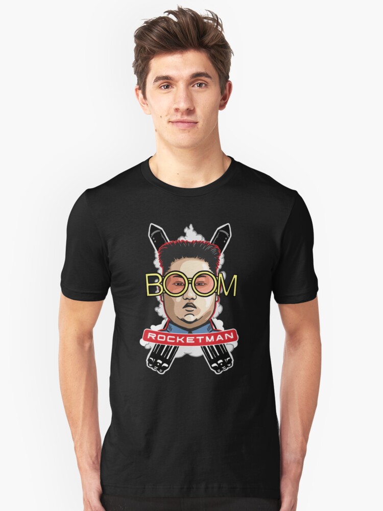 Alternate view of Rocketman Kim Jong Un Boom Elton John Slim Fit T-Shirt
