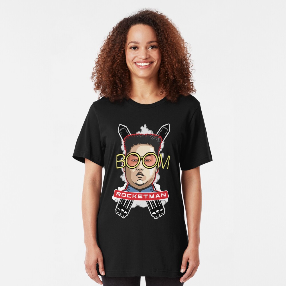 Rocketman Kim Jong Un Boom Elton John Slim Fit T-Shirt