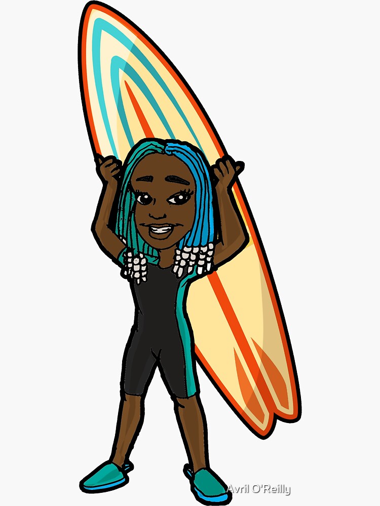 Beads and Braids Cute Cartoon Surfer Girl by 2DI4