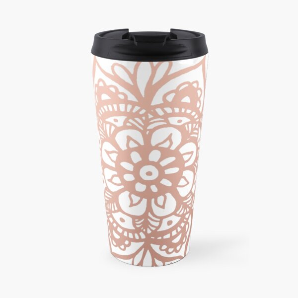 Rose Gold Mandala Flower Travel Mug