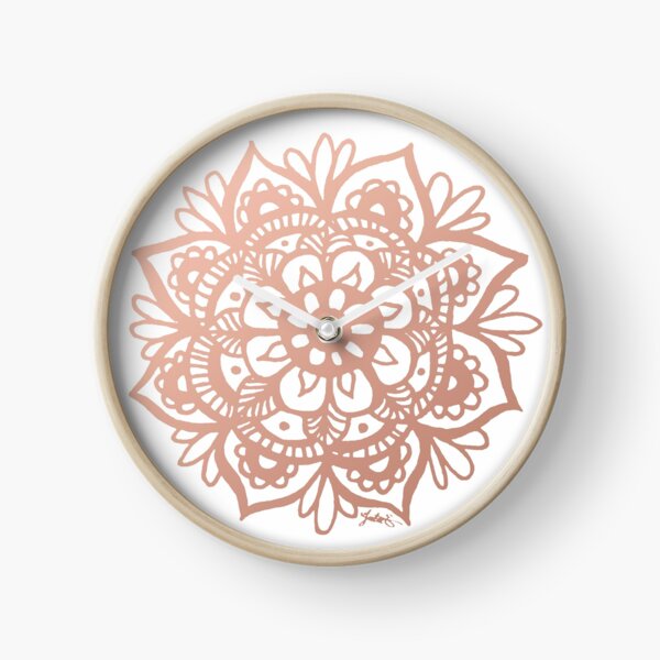 Rose Gold Mandala Flower Clock