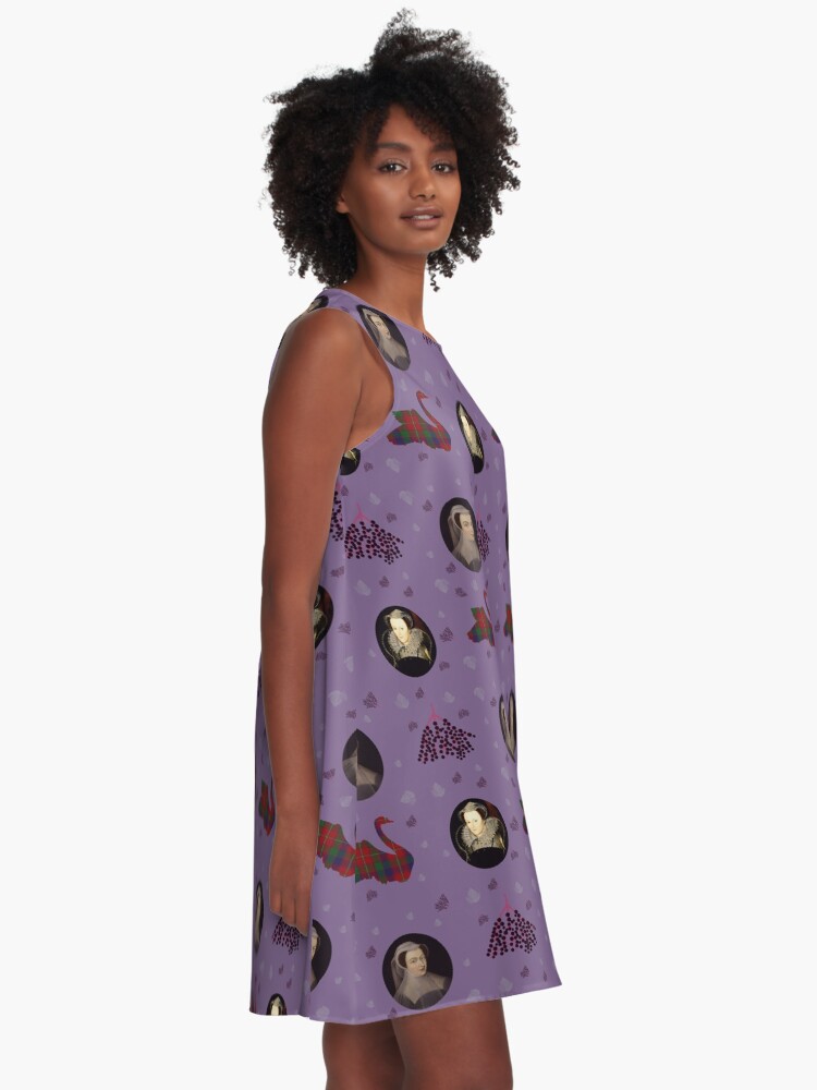 Alternate view of Mary Queen of Scots on purple A-Line Dress