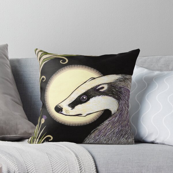 Moon Badger Throw Pillow