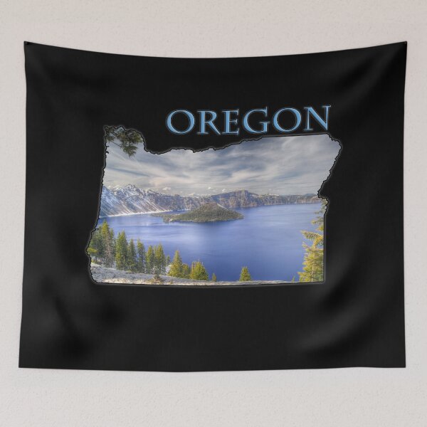 Item preview, Oregon State Outline (Crater Lake & Wizard Island) designed and sold by gorff.