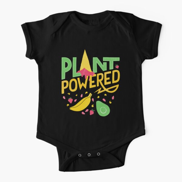 Plant powered – Vegan lettering Short Sleeve Baby One-Piece