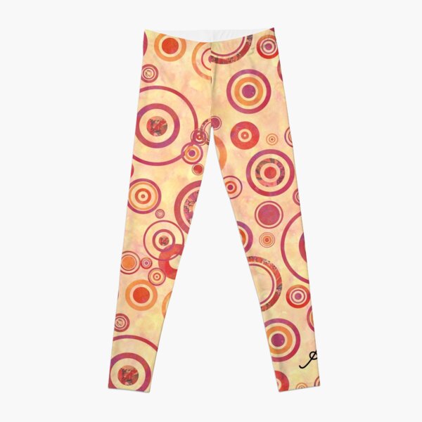 Watercolour Circles Red Amanya Design Leggings