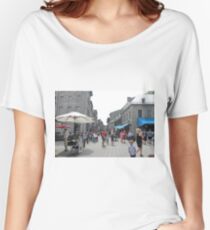 #Montreal #People #street #city #crowd #walking #urban #old #architecture #road #building #travel #shopping #traffic #blur #walk #business #tourism #woman #london Women's Relaxed Fit T-Shirt
