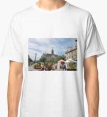 architecture, church, building, city, europe, old, tower, town, castle, panorama, house, cathedral, travel, sky, landmark, medieval, view, historic, cityscape, panoramic, river, tourism, spain, palace Classic T-Shirt