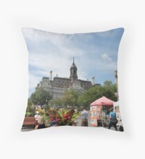 architecture, church, building, city, europe, old, tower, town, castle, panorama, house, cathedral, travel, sky, landmark, medieval, view, historic, cityscape, panoramic, river, tourism, spain, palace Throw Pillow