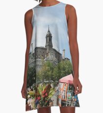 architecture, church, building, city, europe, old, tower, town, castle, panorama, house, cathedral, travel, sky, landmark, medieval, view, historic, cityscape, panoramic, river, tourism, spain, palace A-Line Dress