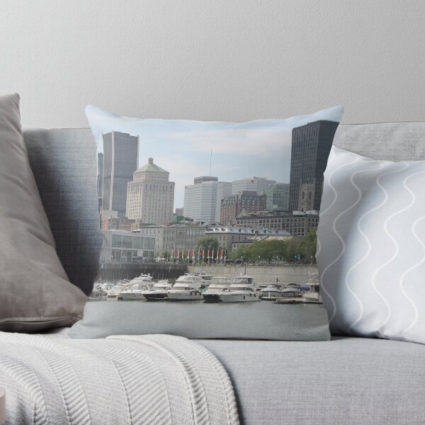 Old Port of Montreal #OldPort #Montreal #Old #Port #city #skyline #water #buildings #architecture #urban #building #harbor #cityscape #sky #downtown #skyscraper #business #river #view #panorama #boat Throw Pillow
