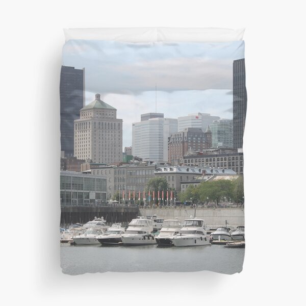 Old Port of Montreal #OldPort #Montreal #Old #Port #city #skyline #water #buildings #architecture #urban #building #harbor #cityscape #sky #downtown #skyscraper #business #river #view #panorama #boat Duvet Cover