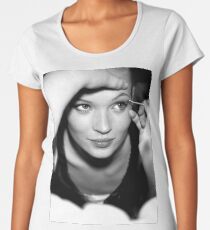 Kate Moss Fashion Photography - schwarz und weiß - Make-up Frauen Premium T-Shirts
