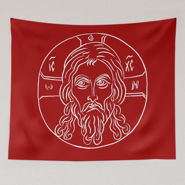 Item preview, Face of Christ- white on red designed and sold by LifelongAcolyte.