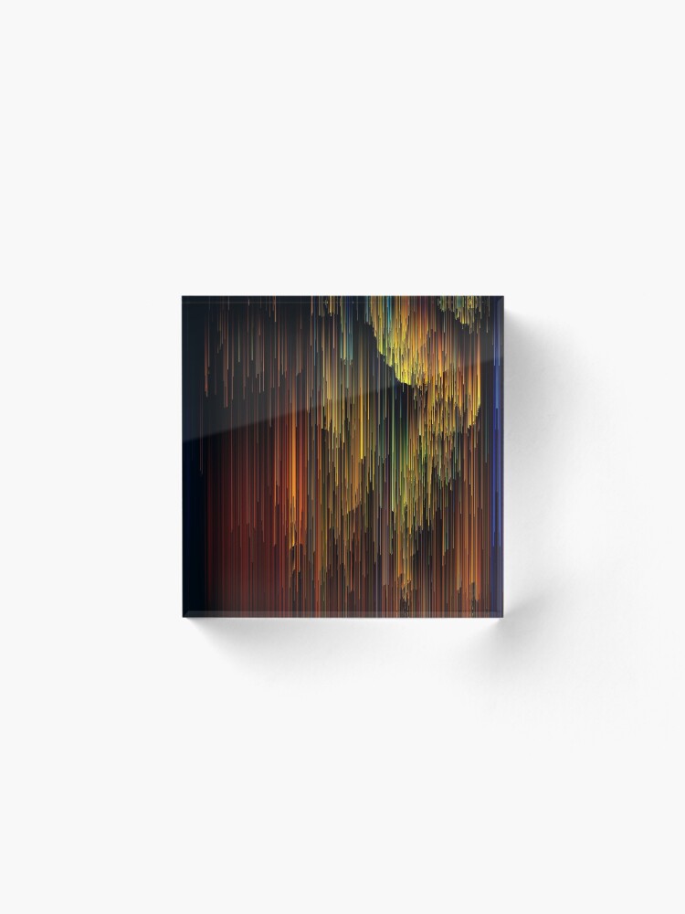 Alternate view of Rainbow Rain Glitches - Pixel Art Acrylic Block