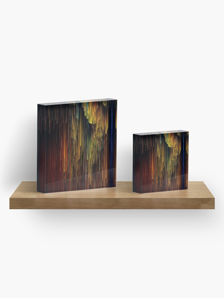 Alternate view of Rainbow Rain Glitches - Pixel Art Acrylic Block