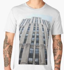 High-rise building, building, architecture, skyscraper, city, office, business, glass, sky, urban, tall, tower, windows, buildings, window, blue, facade, downtown, high, reflection, exterior Men's Premium T-Shirt
