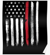 American Flag Thin Red Line Firefighter Poster