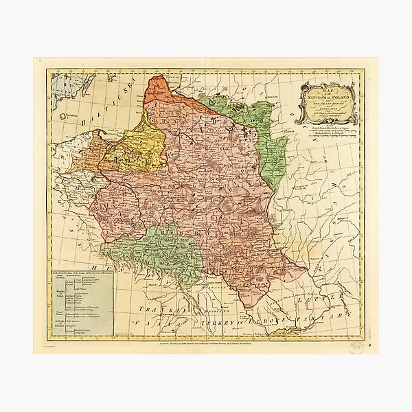 Kingdom of Poland and the Grand Dutchy of Lithuania Map (circa 1770) Photographic Print