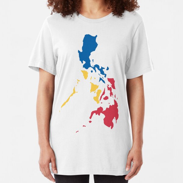 Philippines Filipino Map Sun and Stars Flag Slim Fit T-Shirt