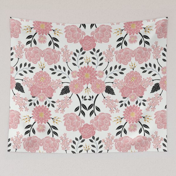 Item preview, Pink, White, Black, Blue & Yellow Elegant Floral Pattern designed and sold by somecallmebeth.