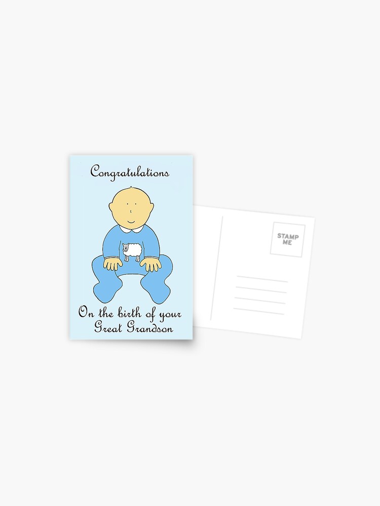 Carte Postale Naissance Du Grand Petit Fils Felicitations Bebe Mignon De Bande Dessinee Par Katetaylor Redbubble