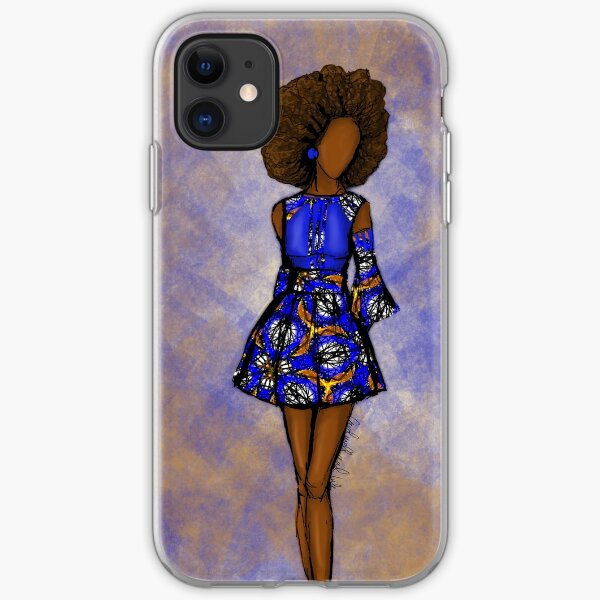 Blue and mustard Ankara- African queen iPhone Soft Case