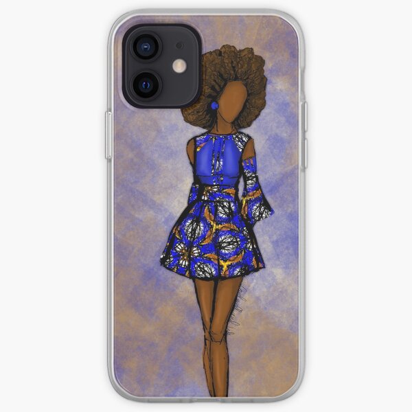 Blue and mustard Ankara- African queen iPhone Soft Case