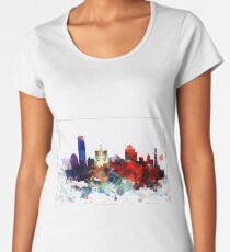 Colorful Milwaukee watercolor skyline Women's Premium T-Shirt