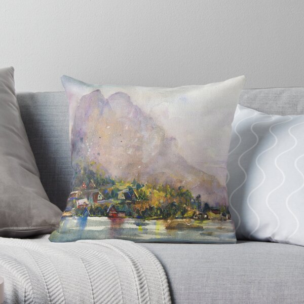 Norway Watercolors Throw Pillow
