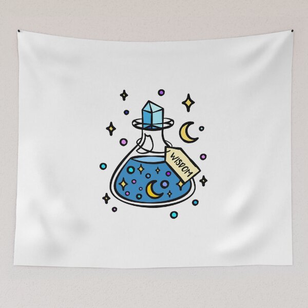Item preview, Wisdom Magic Potion Bottle. Magical Blue Intelligence Potion Brew. Wizard and Witch Brew. Halloween. Moon and Stars. designed and sold by tachadesigns.