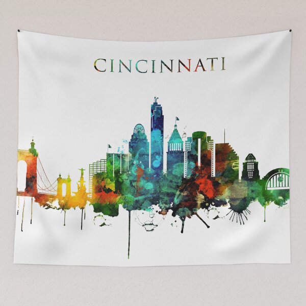 Item preview, Colorful Cincinnati skyline designed and sold by DimDom.