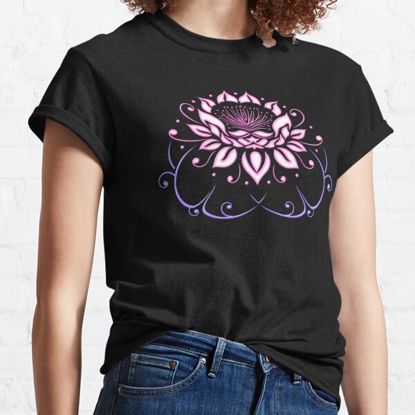 Lotus flower with leaves. Yoga. Classic T-Shirt