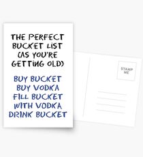 The Perfect Bucket List Vodka Birthday Card Postcards