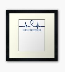 Colon Cancer Awareness Ribbon Heartbeat Framed Print