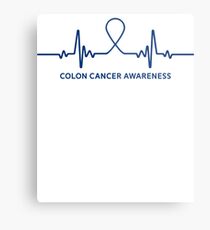 Colon Cancer Awareness Ribbon Heartbeat Metal Print