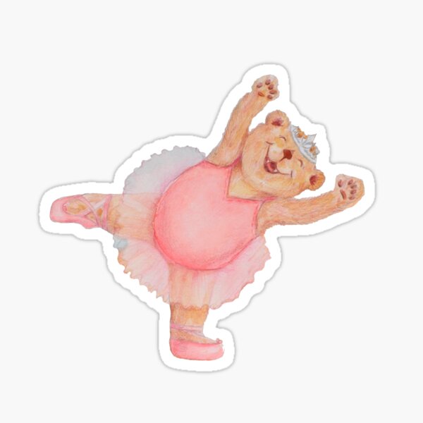 Pink Ballerina Yoga Bear Dancing Like a STAR Sticker