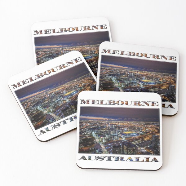 Item preview, Melbourne at Night (poster on white) designed and sold by Ray's Photos & Art.