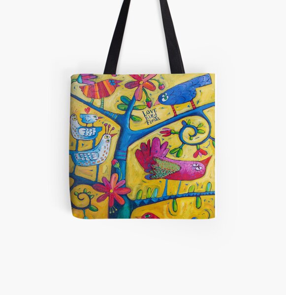 Lovebird Fiesta All Over Print Tote Bag