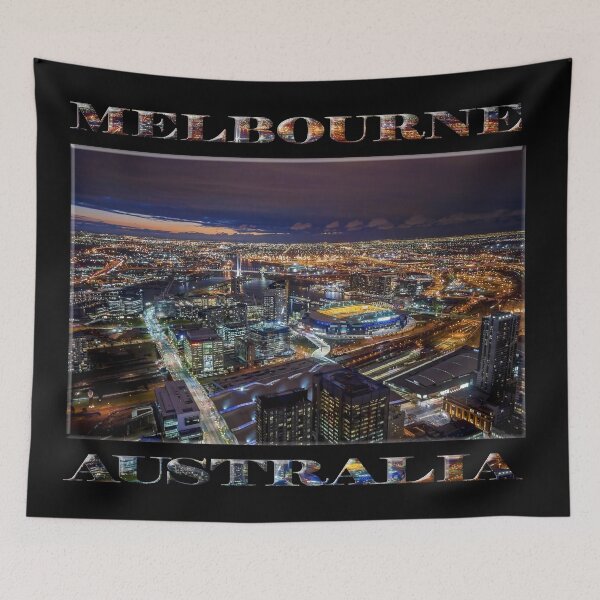 Item preview, Melbourne at Night (poster on black) designed and sold by Ray's Photos & Art.